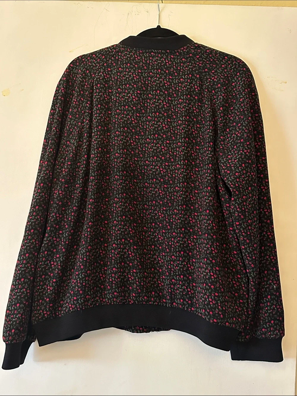 Michael Kors Black Bomber Jacket with Pink Floral Print